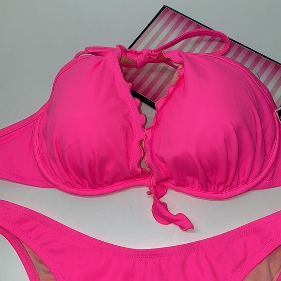 🔥VICTORIA SECRET SWIMSUIT SET TOP 38D push-up bottom /XLargeNew #1 - Picture 2 of 7